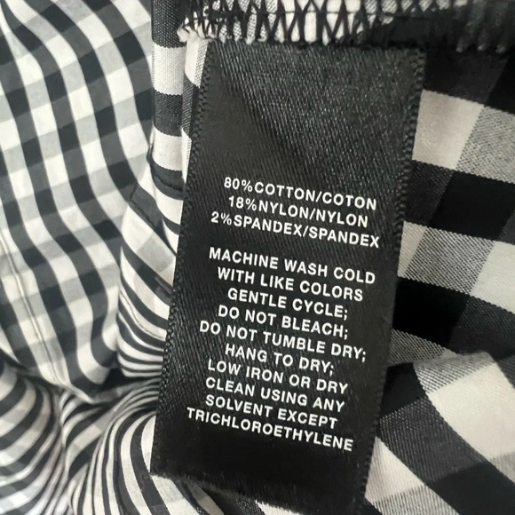 Lafayette 148 Black and White Gingham Fitted Button Down Shirt Checked Top - Picture 9 of 15